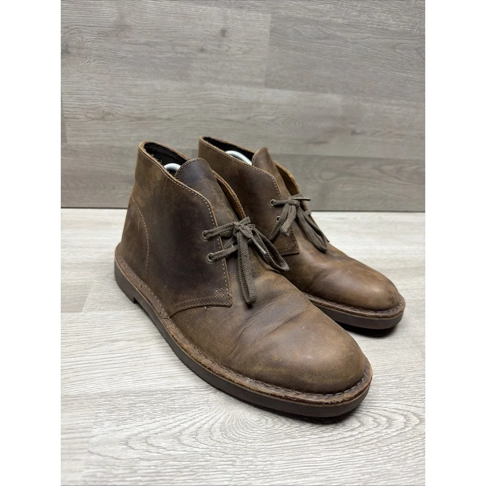 Clark's Men's Bushacre 2 Chukka Boots Size 10.5M Brown Leather Lace Up VERY NICE